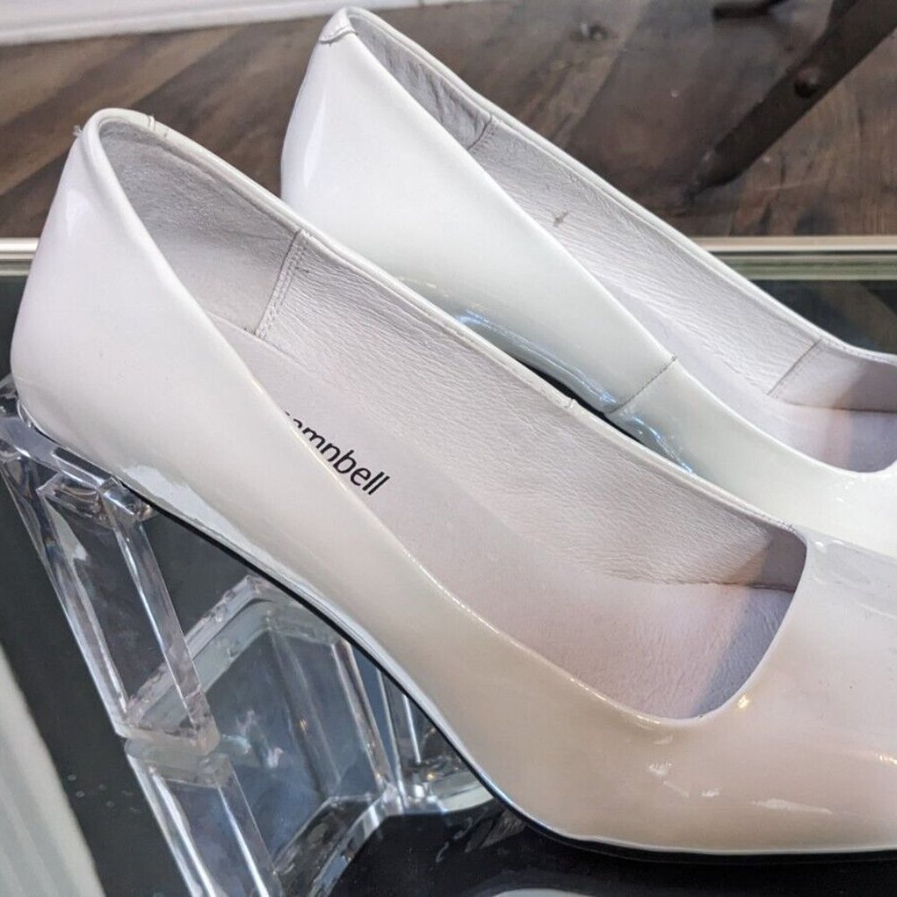 Jeffrey Campbell White / Clear Heel Graff Shoes Size 7.5 US Leather